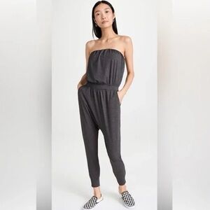 Spiritual Gangster Women's Gray Ribbed Jumpsuit Size S Strapless Casual
